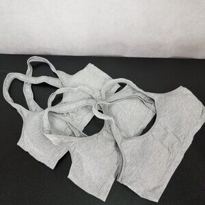 NEW Nordstrom Make + Model L Set of 3 Sports Bra Thermal Ribbed Racerback Gray